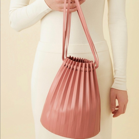 Mansur Gavriel Handbags - Mansur Gavriel Pink Pleated Lamb Leather Bucket Bag